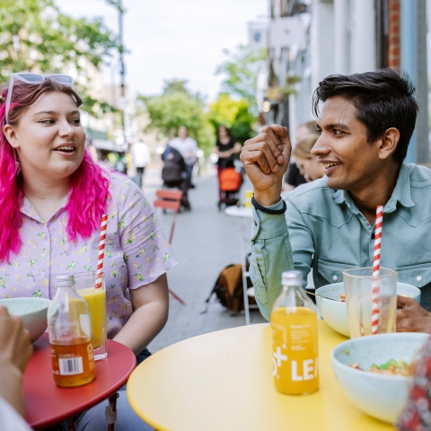 Walthamstow photoshoot - March 2022 Students eating lunch