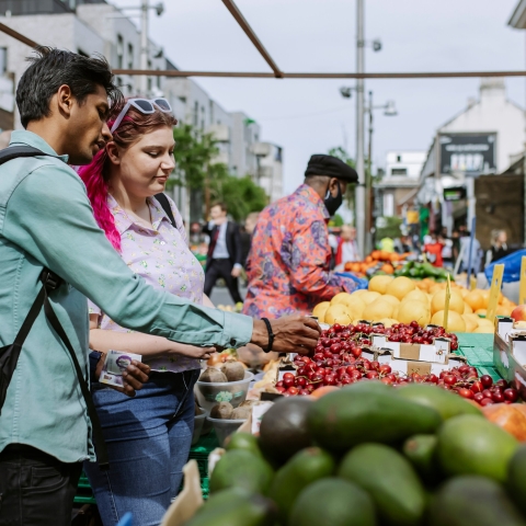 Walthamstow photoshoot - March 2022 Students it fruit stall