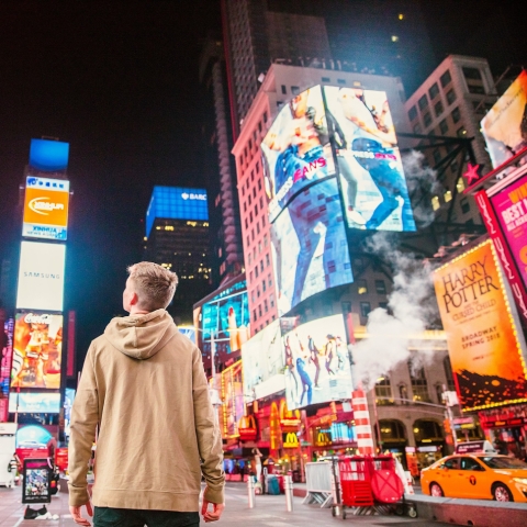 Student walking marketing