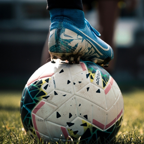 Student playing football