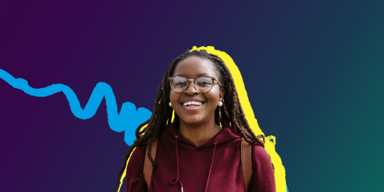 Clearing Banner of smiling student