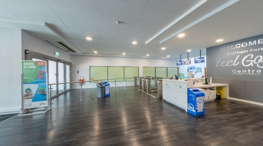 inside of gym floor reception