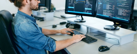 man at computer
