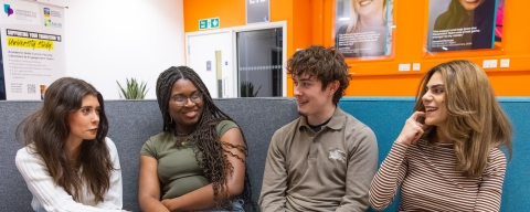 Students discussing the National Student Survey