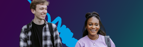 Clearing Banner of two smiling students