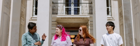 Group of international students chatting