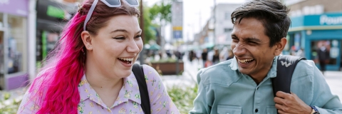 London students laughing