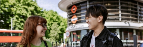 Two students outside Walthamstow Station